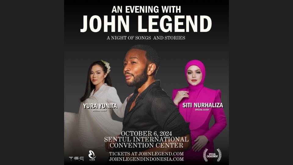 Konser John Legend Menghadirkan Tamu Spesial Siti Nurhaliza & Yura Yunita di Sentul International Convention Center ( SICC), Bogor (6/10/24).(Doc.Ist)