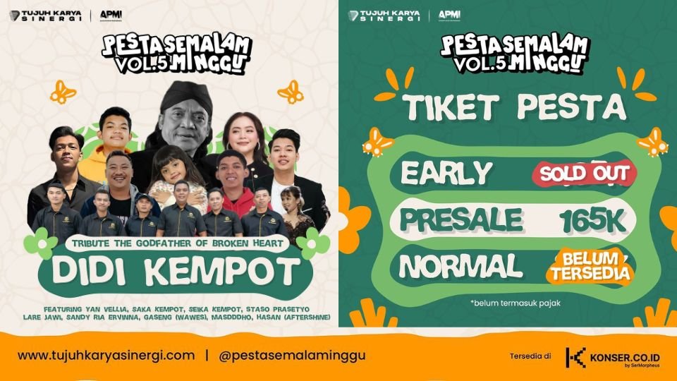 Tribute Didi Kempot di Pesta Semalam Minggu Vol.5: Penampilan Seika Kempot, Sandy Ria Ervinna, Denny Caknan, dan Tiket Presale Tersedia