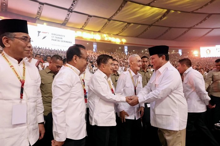 Acara peringatan HUT ke-17 Partai Gerindra yang digelar di Sentul International Convention Center (SICC), Sentul, Bogor. (Facebook.com @Prabowo Subianto)

