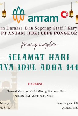 Jajaran Direksi dan Segenap Staf/Karyawan Pt Antam Mengucapkan Selamat Hari Raya Idul Adha 1447 H